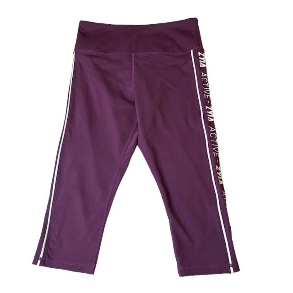 Zyia Active Cropped Legging Purple with White Side Leg‎ Logo Size 6-8